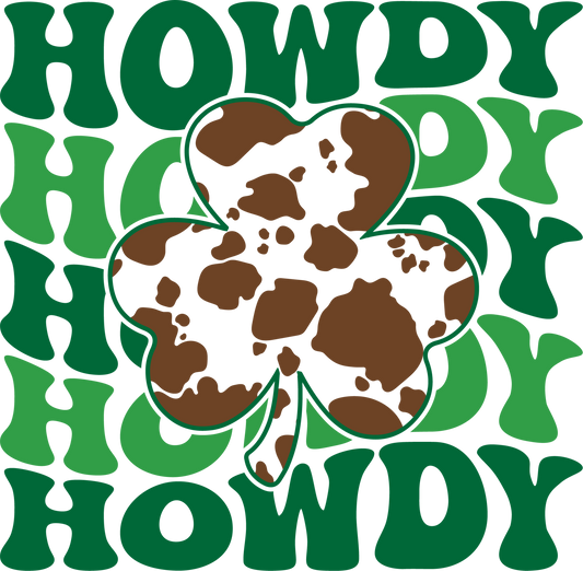 St. Patrick's Day Howdy Cow Clover-ONLY IMAGE